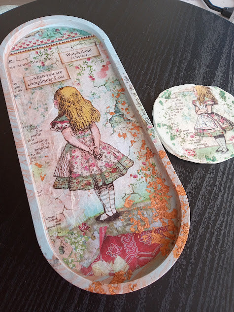 Alice in Wonderland Trinket Tray w/ Coaster