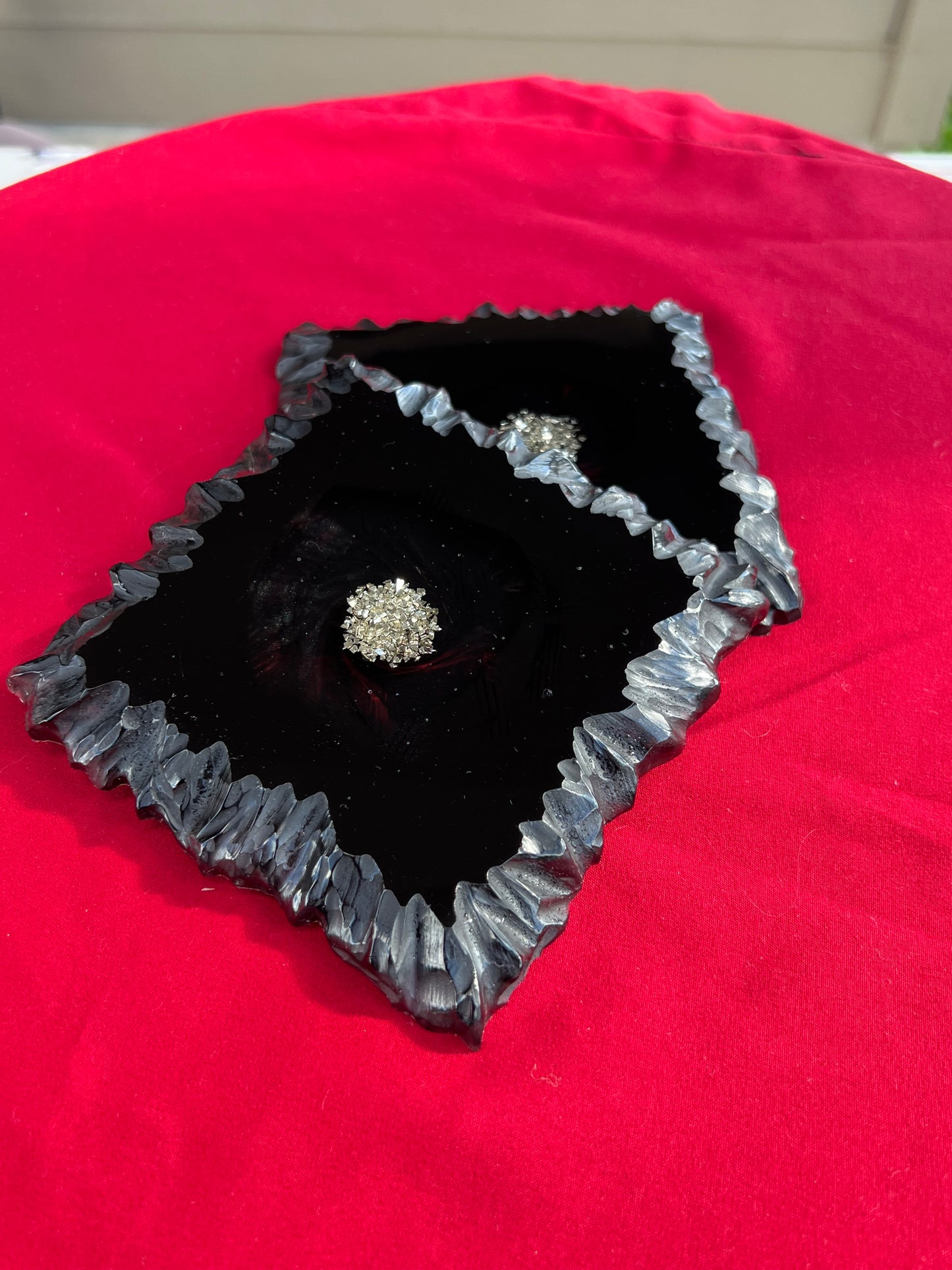 Black Epoxy Resin Coasters Geode Set