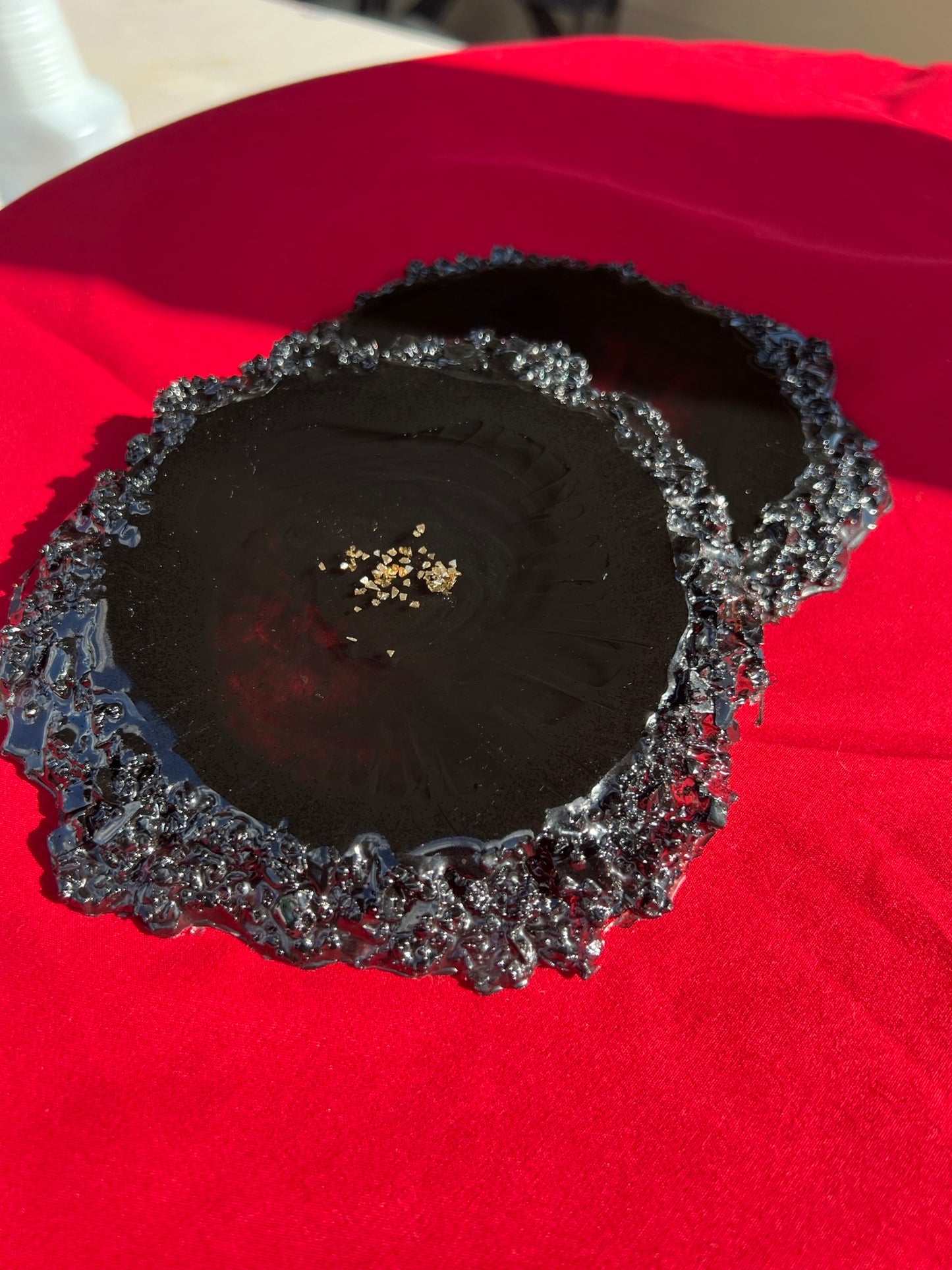 Black Epoxy Resin Coasters Geode Set