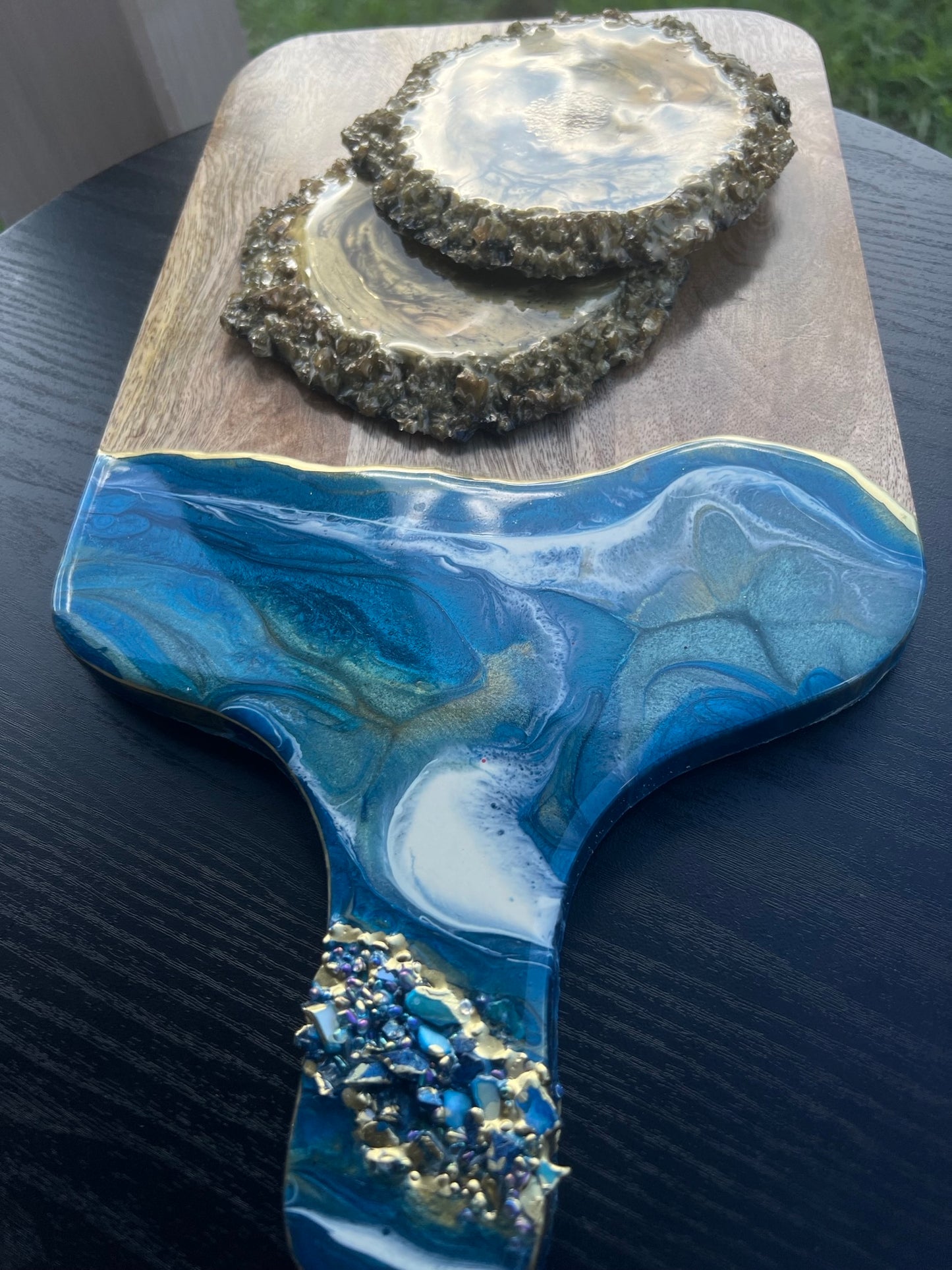 Charcuterie Board Blue and Gold